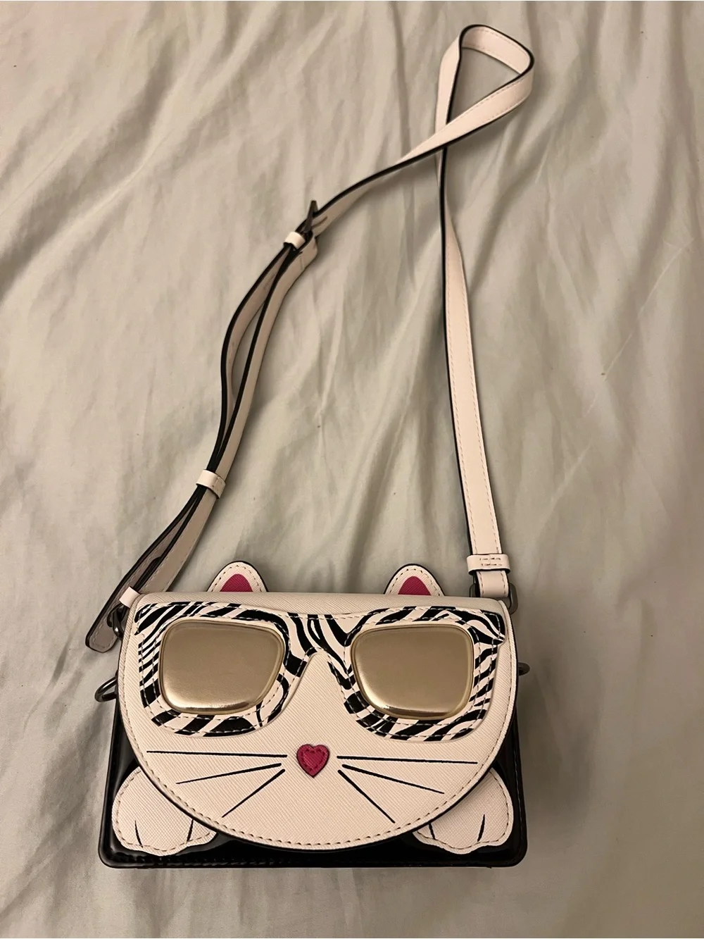 Girl’s Cat Face Crossbody Bag with Sunglasses Detail